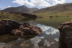 Beautiful Atlas mountain and lake landscape