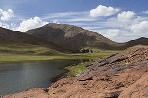 Beautiful Atlas mountain and lake landscape