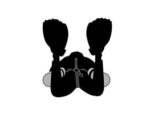 Sidemount diver behind vector